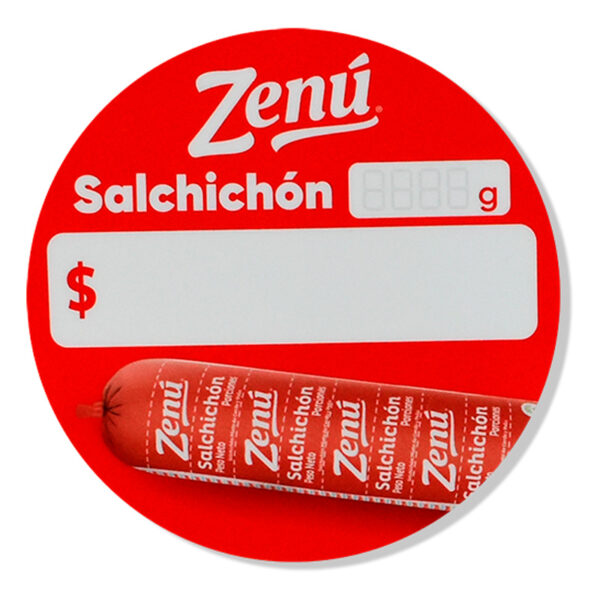 Chispa redonda en adhesivo removible para promocionar producto de marca Ranchera.
