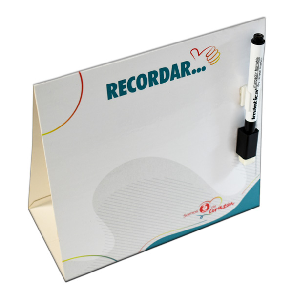 Planeador de escritorio con marcador negro borrable con diseño corporativo de NOEL.