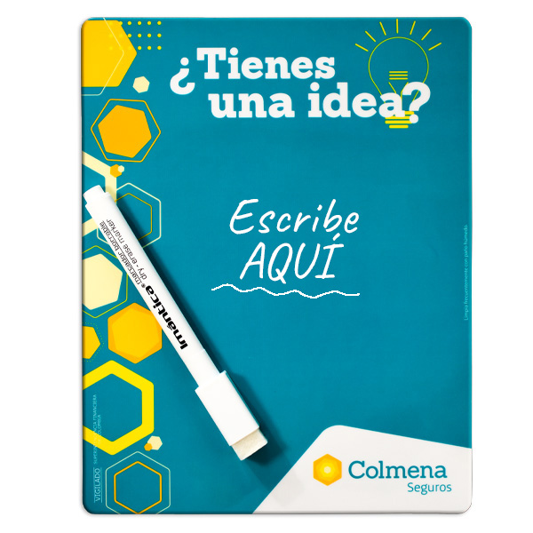 Tablero magnético de color verde con marca de la colmera seguros y marcador blanco borrable.