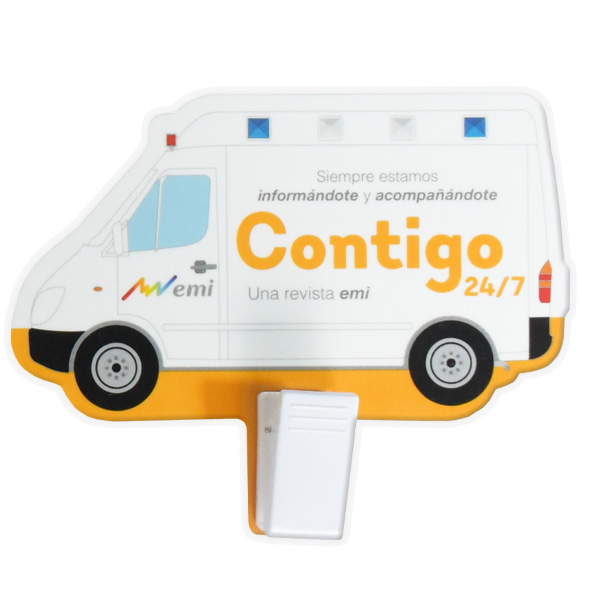 Adhesivo removible de la Marca EMI con clip plástico para organizar tus notas.