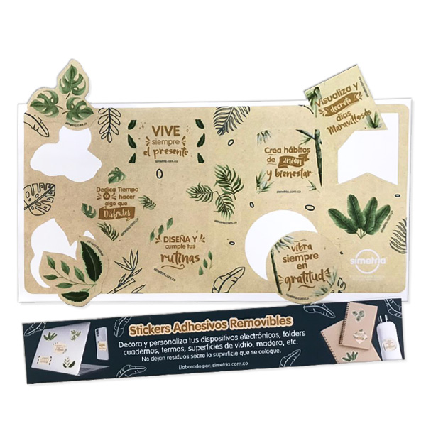 Stickers en adhesivo removible para decorar lo que quieras con formas y frases distintas.