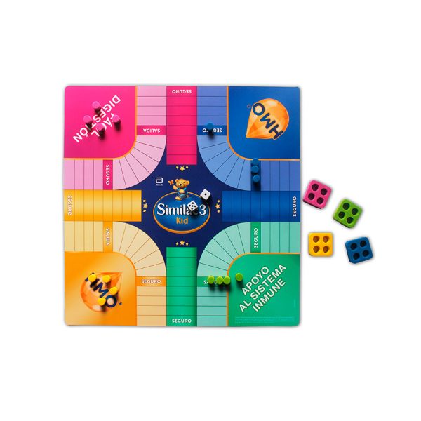 Juegos de mesa imantados, Parqués magnético personalizado con diseño colorido de la similac kids con fichas magnéticas y dados.