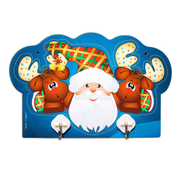 perchero doble magnético con diseño de papá noel y sus renos.