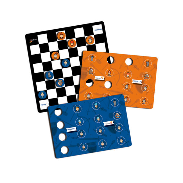 Ajedrez magnético con tablero imantado y fichas personalizadas.