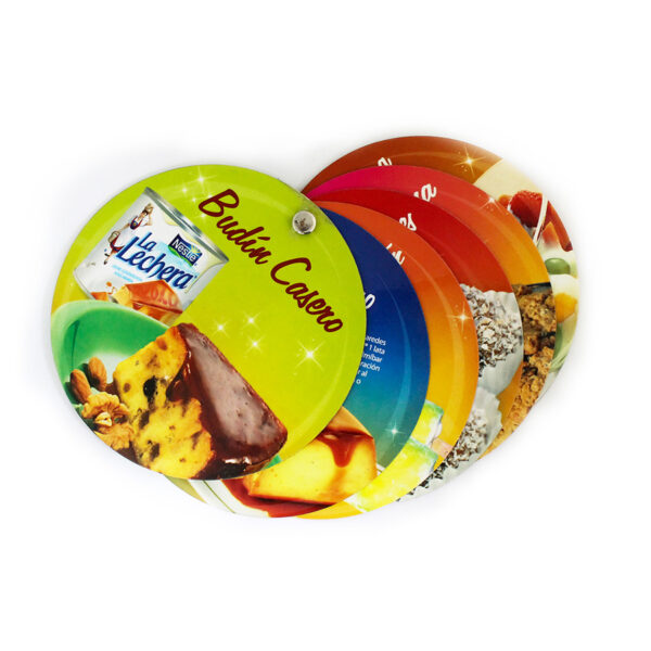 Recetario magnético de budín casero con la marca La Lechera.