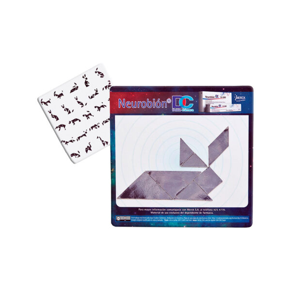 Tangram magnético personalizado con la marca Neurobión para actividades educativas y promocionales.